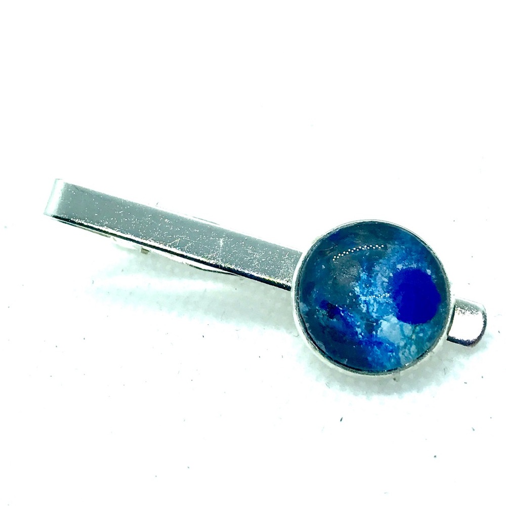 Tie clip pin silver plated 16mm handcrafted dome